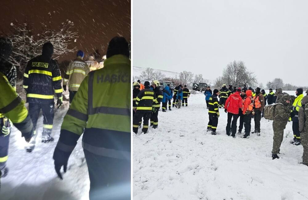 FOTO: V snehovej chumelici pri Žiline do noci pátrali po nezvestných osobách. Záchranné zložky si precvičili koordináciu