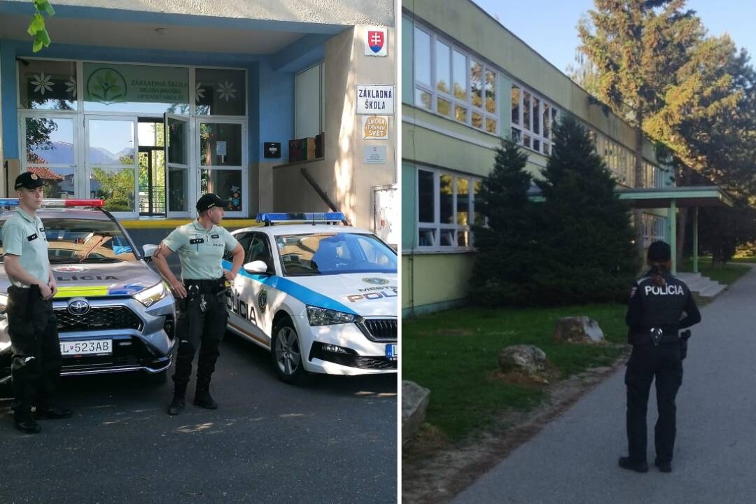 FOTO: Pred školami Žilinského kraja stoja štátni aj mestskí policajti, dôvodom je bombová hrozba z utorka