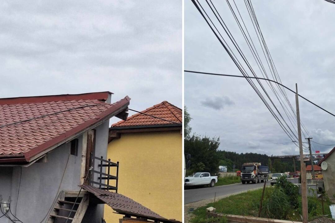 FOTO: Spadnutá lanovka v Lietavskej Lúčke poškodila dom, v obci vypadla elektrina