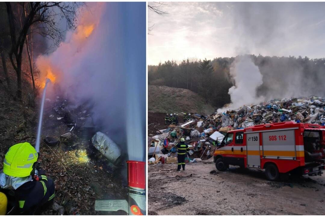 FOTO: Pri Rajci vzbĺkla skládka odpadu. Rozsiahly požiar hasili hodiny, potom sa rozhorel znovu