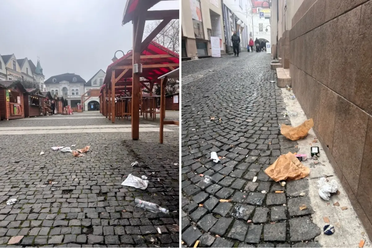 Foto: V centre vianočnej Žiliny sa po zemi povaľujú odpadky. Upratovanie musia posilniť