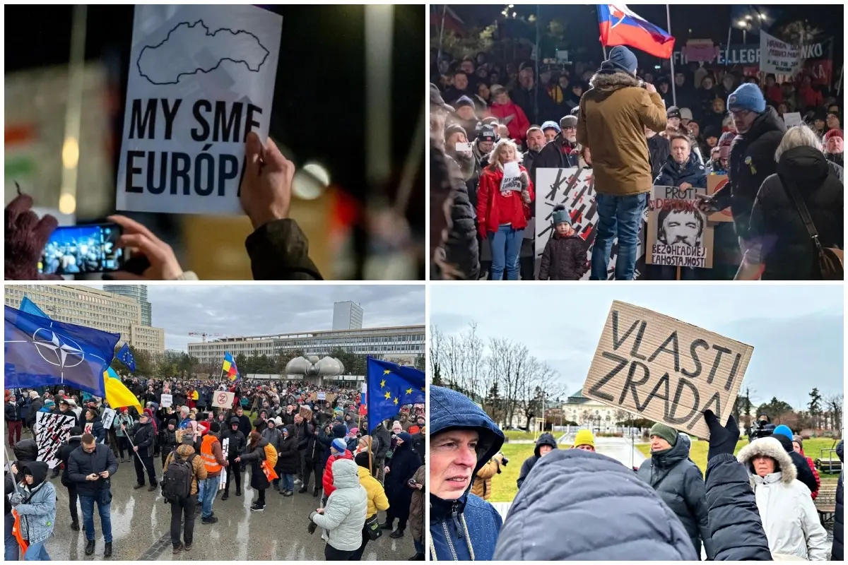 Foto: Protesty v štyroch mestách Žilinského kraja: Fico zapredáva Slovensko v Kremli, píšu organizátori