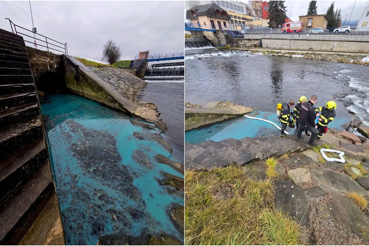 Foto: VIDEO: V rieke Turiec tiekla sýtomodrá voda. Uniknúť mala do nej farba, preveruje to inšpekcia