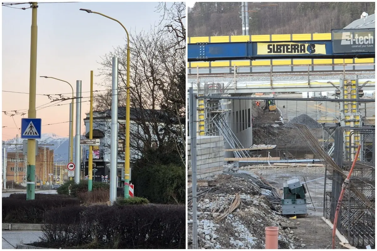 FOTO: Začala výstavba druhej časti nadjazdu na Kysuckej. Na križovatke pribudli nové stĺpy