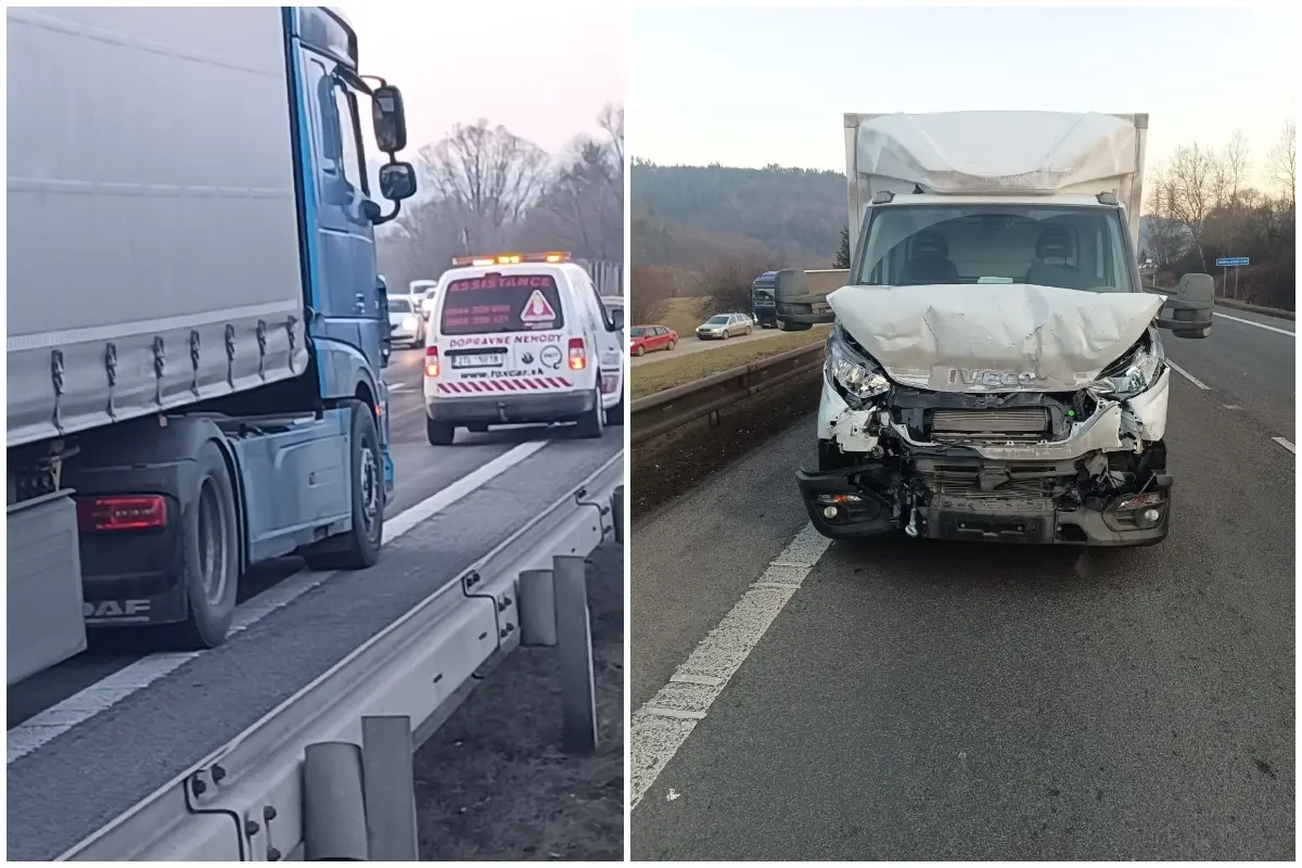 Foto: Na hlavnom ťahu na Kysuce sa zrazil kamión s dodávkou, rátajte s kolónami (FOTO)