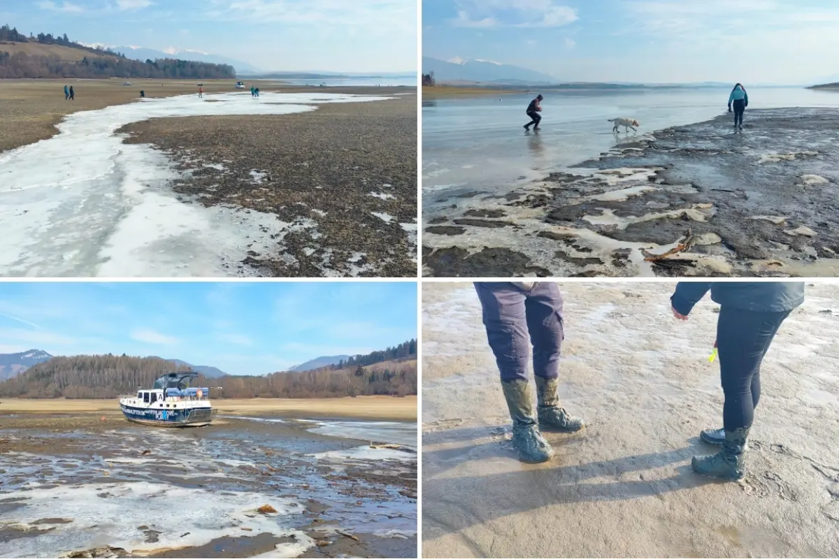 FOTO: Pod topiacim sa ľadom na Liptovskej Mare číha veľké nebezpečie. Chodia po ňom deti aj dospelí