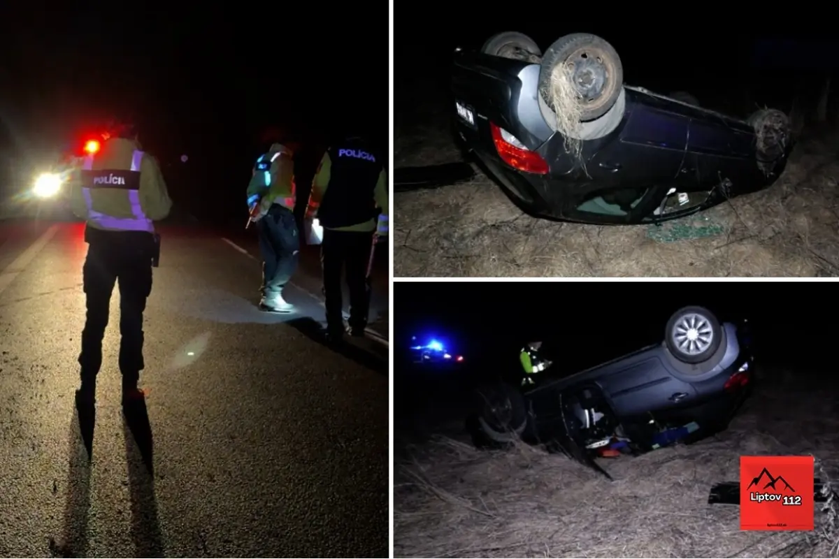 Vodičovi na Liptove skočila do cesty zver. Jeho auto skončilo na streche, dvaja ľudia sú zranení